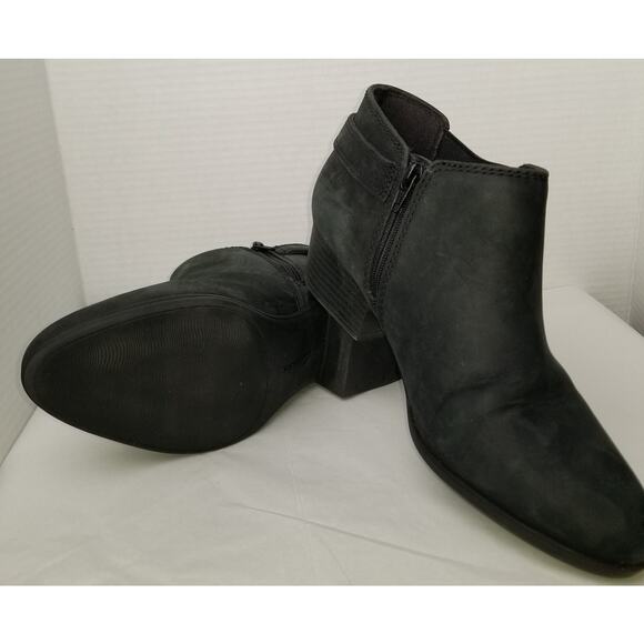 CLARKS COLLECTION Women's Black Adreena Field Leather Booties Block Heel Sz 10M - Picture 4 of 9
